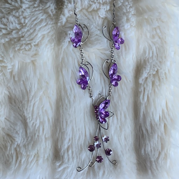 Purple jewel butterflies choker necklace - Picture 9 of 14